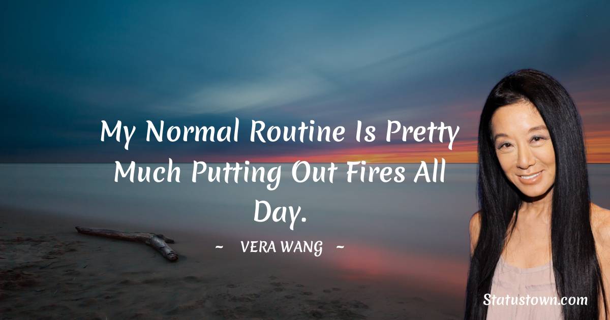 Vera Wang Quotes - My normal routine is pretty much putting out fires all day.